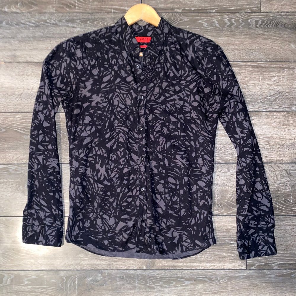 Hugo Boss abstract button down shirt extra slim